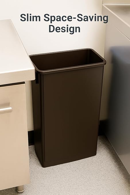 23 Gallon Slim Recycle Bin – Space-Saving Rectangular Recycling Container with Handles, Durable Plastic, Stackable Design for Office, School, Restaurant & Home Use (Brown)