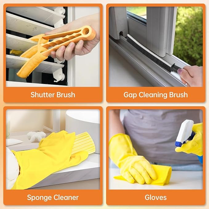 CALBEAU Ceiling Fan Cleaner Duster Kit with 60" Extension Pole, 14 PCS | 14"-60" Adjustable Pole; Ceiling Fan Duster, Cobweb Brush; High Fans, Webs, Blinds; Storage Bag