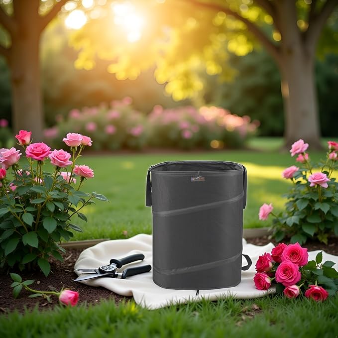 YUDI & GARDEN 46 Gallon Square Collapsible Yard Waste Bin | Collapsible Trash Can for Collecting Weeds, Leaf, Yard and Party Waste