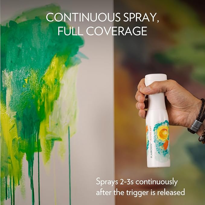 FLAIROSOL InspireArt Continuous Ultra Fine Spray Bottle, 6.8oz, White/Green | Patented technology, for hairstyling, cleaning & arts and crafts use, versatile water spray bottle