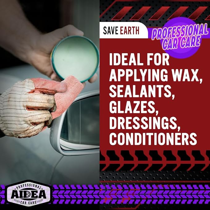 AIDEA Microfiber Applicator Pads-8 Pack, Car Wash Sponge, Pink | Premium Microfiber Sponge and Cleaning Pads, Perfect for Effortless Wax, Sealant, Car Detailing Supplies