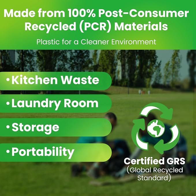 Large Trash Bag 13 Gallon Tall Drawstring 100% Post-Consumer Recycled Garbage Bag Waste Bag for Kitchen Office