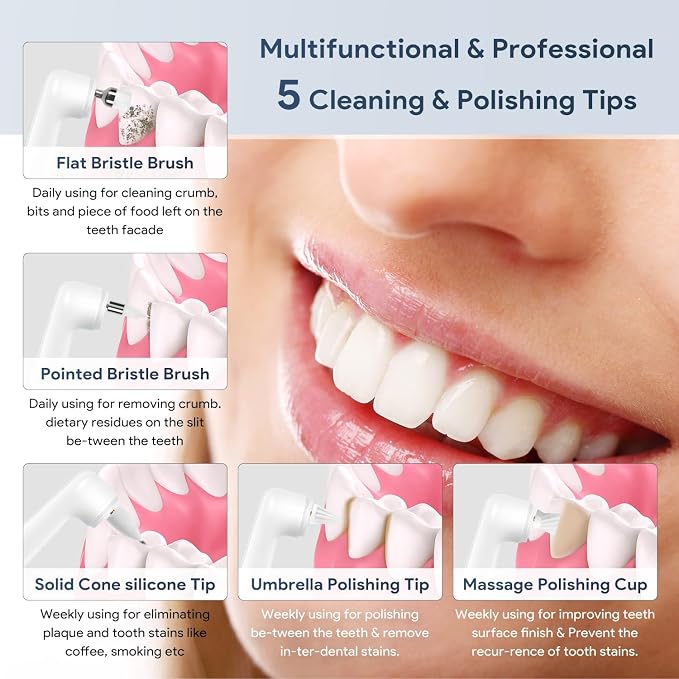 6 Tooth Polisher Replacement Brush Heads,Tooth Cleaning Replacement Set for Daily Tooth Cleaning,Whitening and Polishing for Electric Tooth Polishers
