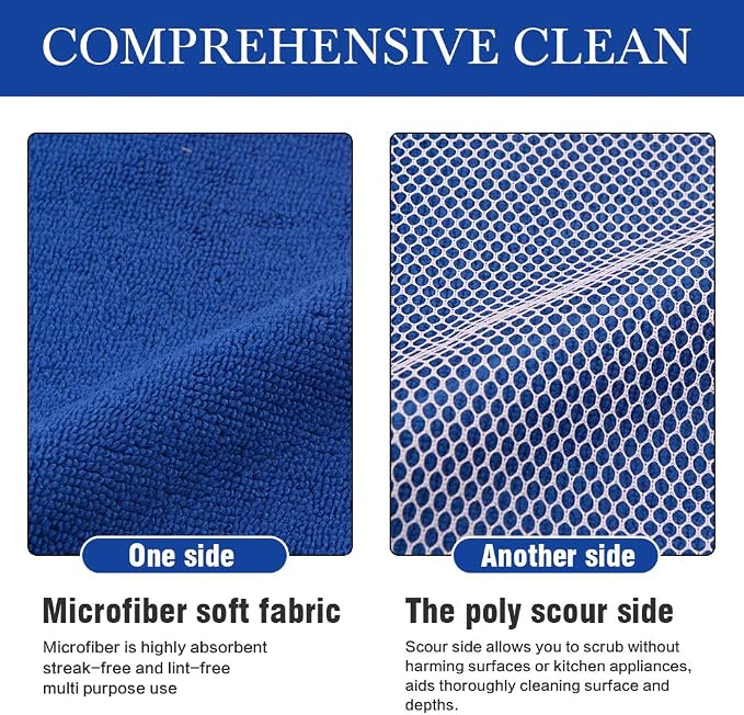 Dish Cloth for Washing Dishes Kitchen Washcloth Cleaning Cloth | 12x12inch 10pack Kitchen Towels Rags, Microfiber Cleaning Cloths, Wash Cloths with Poly Scour Side, Wholesale, Assorted