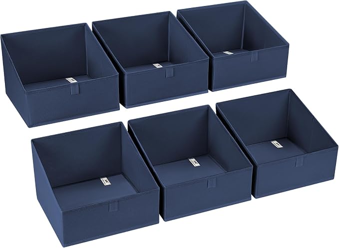 DIMJ Closet Storage Bins 6 Pack - Fabric Trapezoid Closet Organizer Bin, Foldable Storage Baskets for Shelves, Shelf Organizer, Clothing Storage Box for Toys, Books, Towel, Clothes
