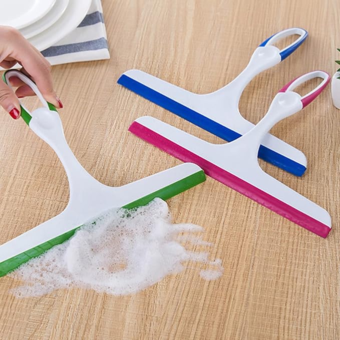 Shower Squeegee Window Glass Wiper Cleaner Heavy Duty Window Scrubber for Bathroom Kitchen Car Tool, Blue