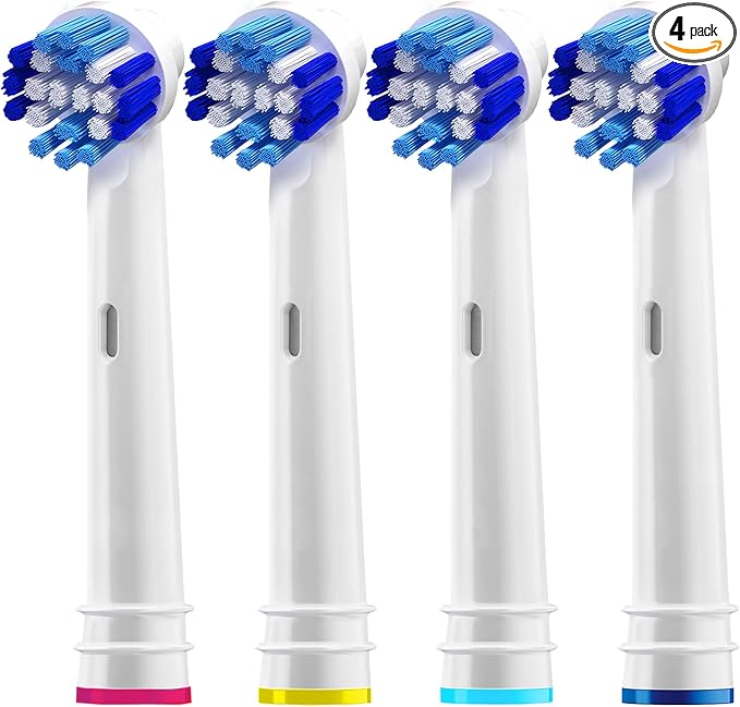 Replacement Brush Heads Compatible with OralB Braun- Pack of 4 Professional Electric Toothbrush Heads- Precision Refills for Oral-b 7000, Clean, Oral B Pro 1000, 9600, 500, 3000, 8000, Vitality Plus! | Fits Oral-B Pro 1000, 3000, 500, 7000, 8000, 9600,...