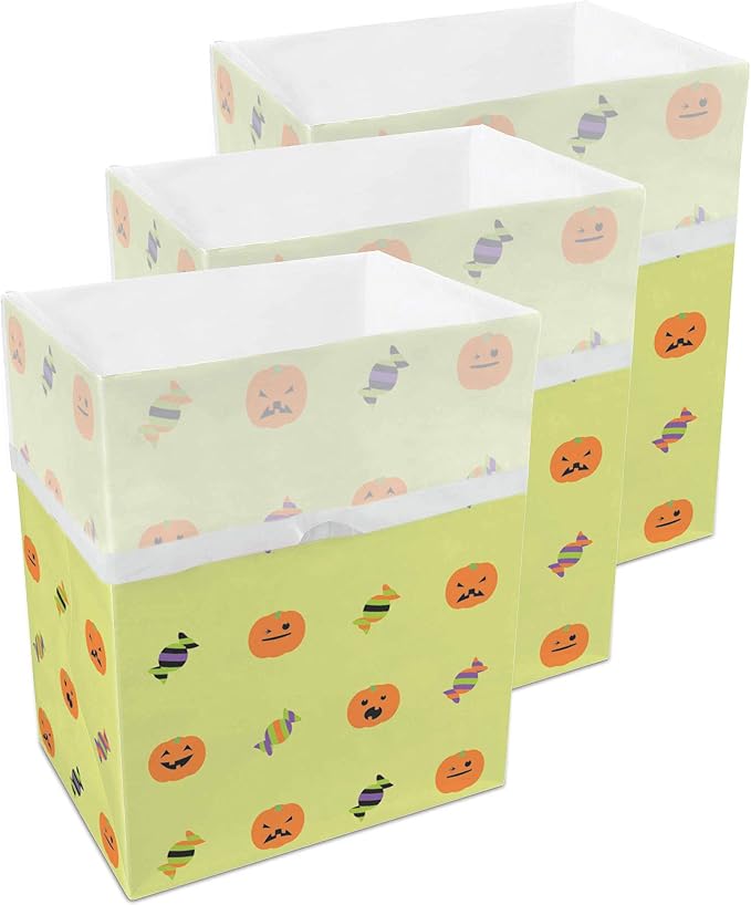 Clean Cubes 13 Gallon Disposable Pop-Up Trash Cans, 3-Pack (Halloween) | Extra Trash Space for Parties and Events, No Assembly Required, Built-In Liner, Wire-Reinforced Opening Stays Fully Open