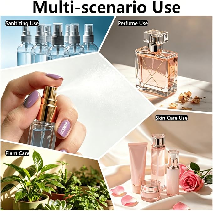 Perfume Travel Refillable, 6 Pcs 10 ml Glass Atomizers (Gold) | Leak-resistant fine mist spray, mini perfume bottle set with filling tools, portable for travel, gym, office and daily use