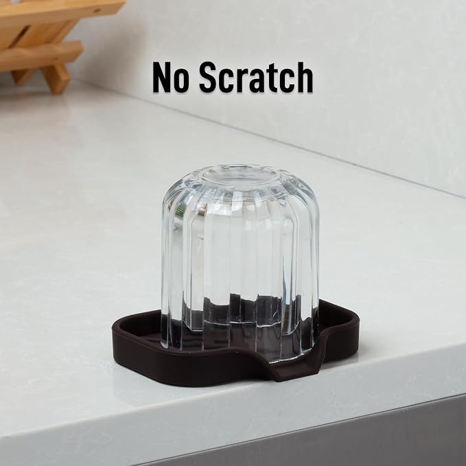 Zulay Kitchen Small Silicone Sponge Holder (4.9x3.3”) – Space-Saving Sink Organizer Tray for Sponge, Soap, Brush & More – Compact Non-Slip Dish for Kitchen & Bathroom (Chocolate)