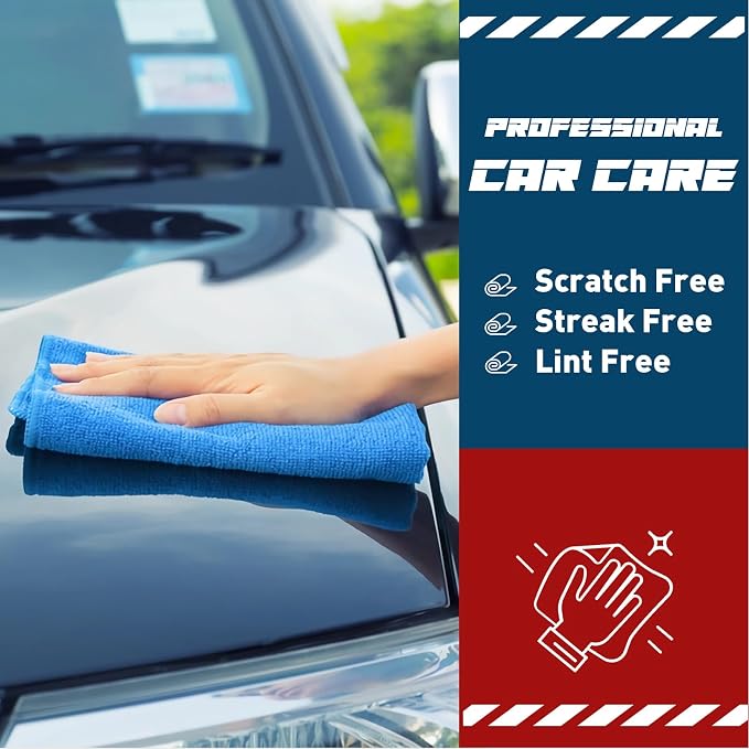 TEAWOO Microfiber Cleaning Cloths-15 Pack, Blue, Microfiber Towels | Cleaning Rags for Cars, Home(12x12 inches)