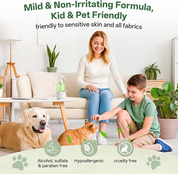 Odor Eliminator Fabric Spray Freshener, Long-Lasting Herbal Scent | Clothes & Room Deodorizer, Linen Spray, for Couches, Carpets & Bedding, Alcohol-Free, Safe for Kids & Pets, 10.14 OZ, 2-PK