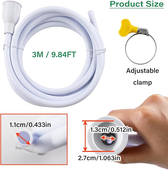 9.84FT/3M Sink Extension Hose,Sink Hose Adapter,Portable Water Transfer Accessories for Gardening, Watering, and Outdoor Cleaning with Adjustable Clamp