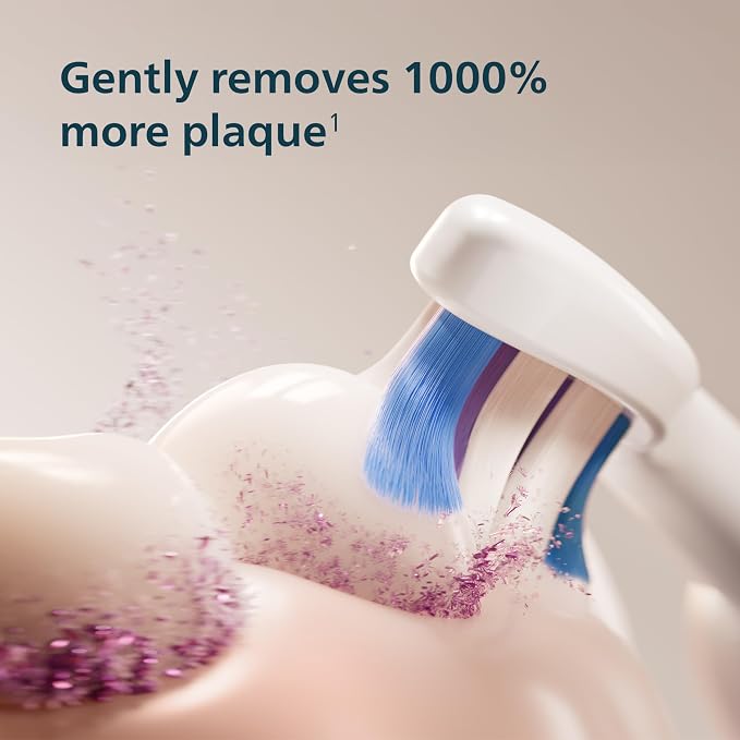 Philips Sonicare S2 Sensitive Brush Heads, 6-Pack, 18 Month Supply, White | 1000% More Plaque Removal¹, Gentle on Sensitive Teeth & Gums, BrushSync Reminder, 62,000 Bristle Movements/Min, HX6056/77