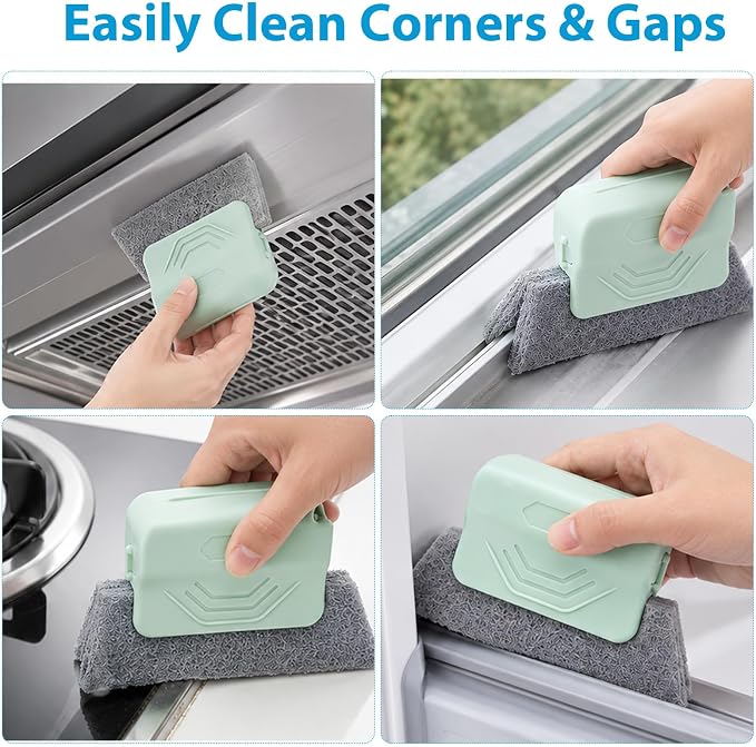 Qianyu Window Track Cleaner Tool, 3 Pcs Plastic Groove Cleaning Brushes Handheld Cleaning Brush Set Window Groove Cleaner for Windows Slides Tile Lines Shutter Narrow Gaps Tile Grout Lines
