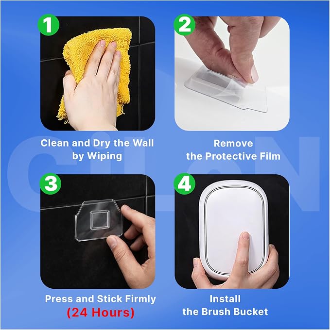 CiLoN Disposable Toilet Brush, Toilet Wand Cleaning System, Bowl Scrubber | Flip-Top Hands-Free Wall-Mounted Toilet Bowl Brush & Holder with Disposable Cleaning-Fluid Scrubbing Pads for Hygienic Use