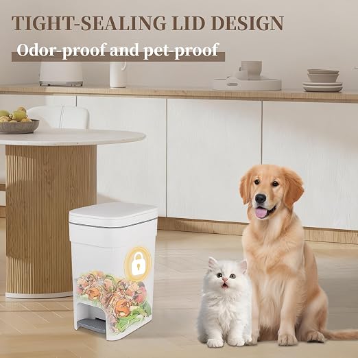 Small Bathroom Trash Can with Lid Slim Step Garbage Can 2.6 Gallon White | Stylish Decor Soft Close Trash Bin Plastic Wastebasket with Trash Bags for Kitchen Bedroom Office Living Room Toilet College