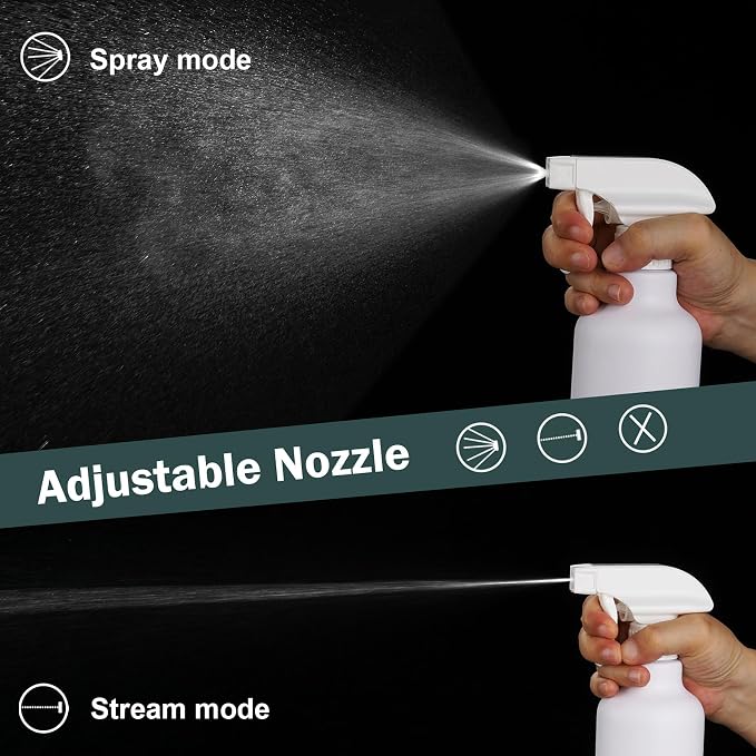 12oz/350ml Plastic Spray Bottles 1 Pack, Adjustable Mist/Stream | Refillable heavy duty spray containers for plants, cooking, hair care and household cleaning