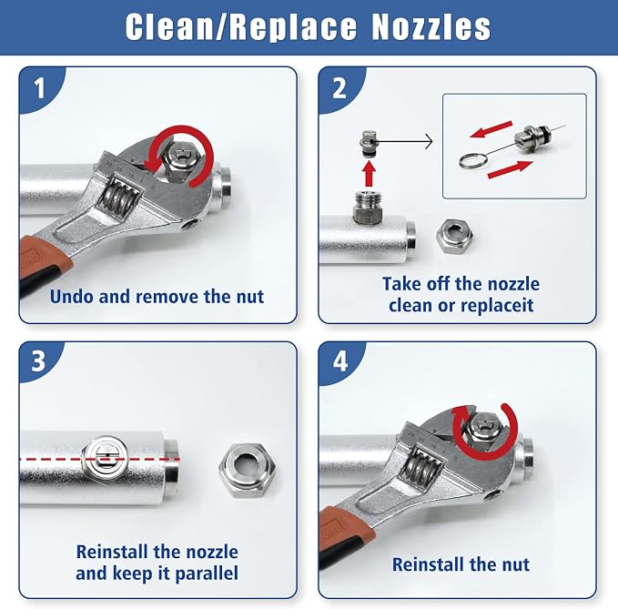 JANZ 14'' Pressure Washer Surface Cleaner | 4 Wheels, Stainless Steel Housing, 1/4'' Quick Plug, 2 Extension Wands, 2 Replacement Nozzles and 3 Spray Nozzles,4000 PSI