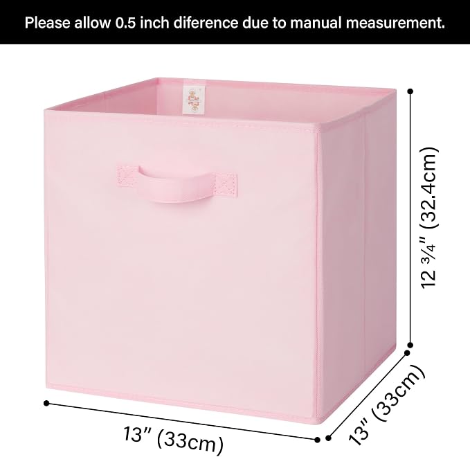 GRANNY SAYS 13x13 Cube Storage, Pink Storage Cube Organizer Bins, 6-Pack | Collapsible Storage Boxes with Thickened Base Plate, Sturdy Handles, Decorative Baskets for Shelves, Closet