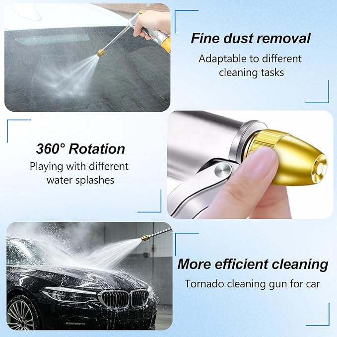 Brass High Pressure Washer Nozzle, Long Nozzle Garden Hose Attachment, Heavy Duty Water Spray Jet for Patio, Car Washing, Garden Cleaning, Outdoor Use & Pet Shower(1set)