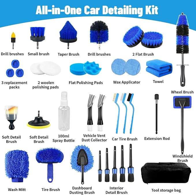 Car Detailing Kit,36pcs Car Detailing Brush Set,Car Cleaning Kit Detail Kit | Professional Car Detailing Brush Set,Auto Detailing Brush Set,Car Wash Kit,Car Detailing Kit Interior Exterior Wheels Cleaner