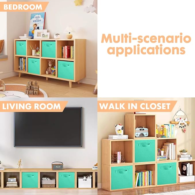 ShellKingdom Storage Bins, Foldable Fabric Storage Cubes And Cloth Storage | Storage Organizer For Closet And Toys, 10.5x10.5x11 INCH, 6 Pack (Mint Green)