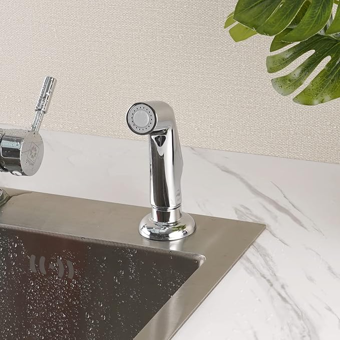 Universal Kitchen Sink Side Sprayer Head Replacement, Chrome Finish | NSF/ANSI/CAN 372 Certified, Compatible with Delta, Moen, Kohler and OEM Brand, Kitchen Sink Faucet Spray Head