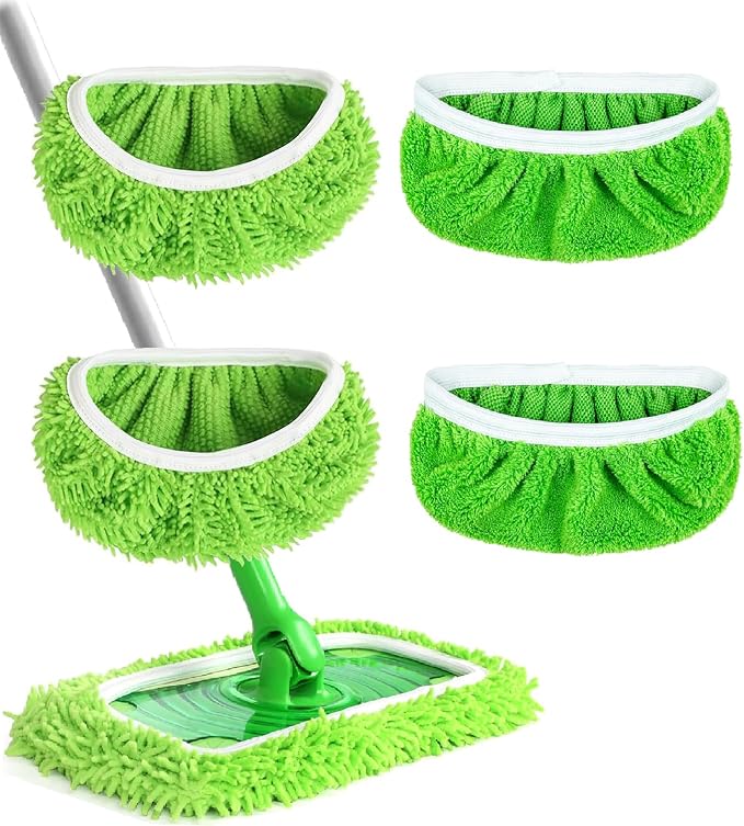 4PCS Reusable Microfiber Mop Pads for Swiffer Sweeper(Mop not Include) | Washable Refills Pads for Wet & Dry Sweeping Cloths Mop Head Replacement for Household Cleaning