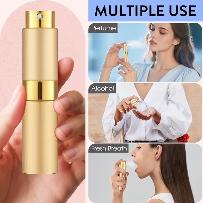 3 Pack 8ML Portable Atomizer Perfume Cologne (Black,Blue,Silver) | Travel Spray Bottle for Refill Empty Cologne Dispenser Mini Sprayer for Adults Twist Tpye