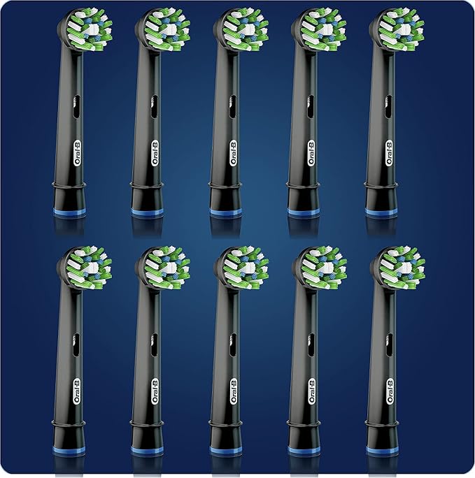 Oral-B Pro Cross Action Black Replacement Brush Heads for Electric Toothbrushes, XXL Pack of 10 Refills