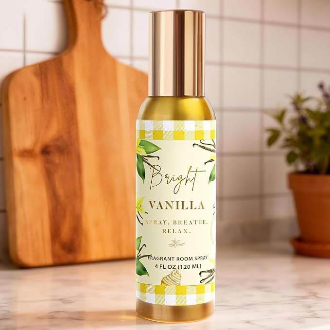 Room Spray, Bright Vanilla, 4 fl oz, Air Freshener for Home, Bathroom | Long-Lasting Odor Eliminator for Office