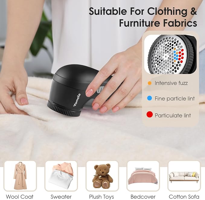Fabric Shaver, Rechargeable Sweater Shaver, Lint Shaver with 6-Leaf Blades, Electric Lint Remover for Clothes & Furniture, Couch Pilling Remover Depiller for Removing Fuzz, Lint, Pills, Bobbles