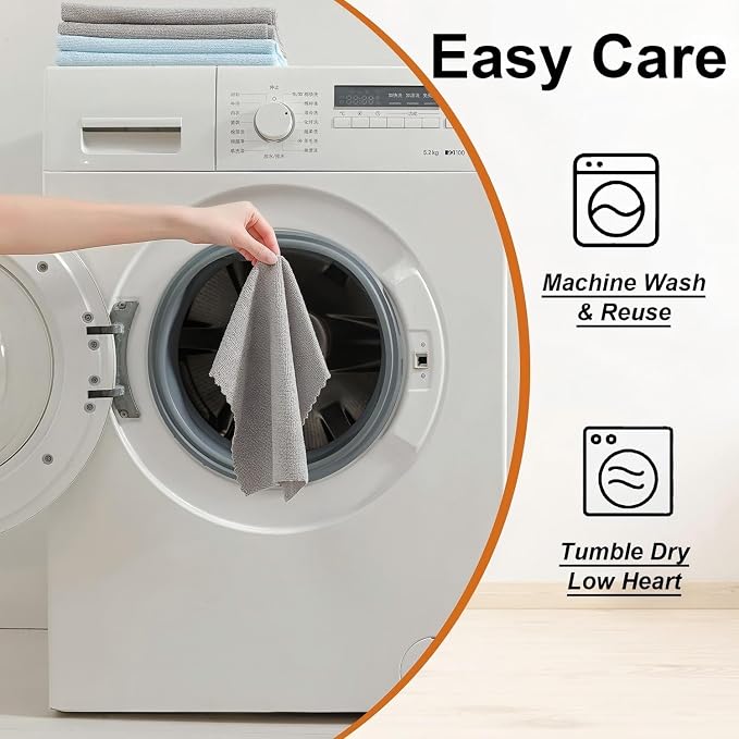 80 Pack Microfiber Cleaning Cloth Roll,Lint Free Rags & Tear Away Reusable Towels Washable Scratch,Ultra Absorbent Dish Rags(12" x 12") for Car Kitchen Home Garage-Light Gray