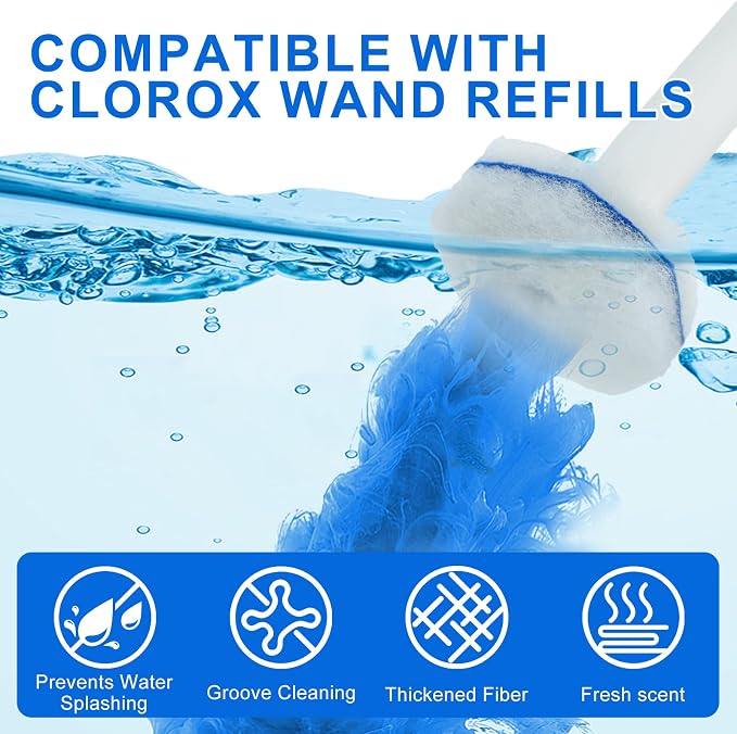 60pcs Disposable Toilet Brush Head Refills Compatible With Clorox System | Upgrade Fiber Cleaner Heads for Clorox Toilet Closestool .(not included brush rod)