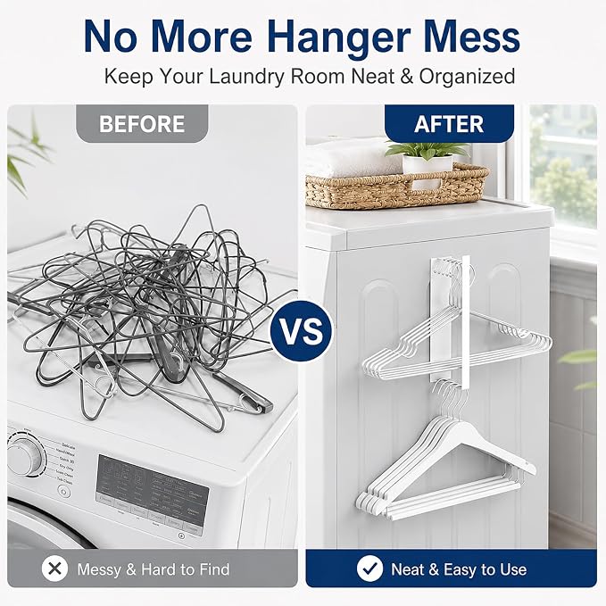 Magnetic Hanger Organizer for Washing Machine & Closet Laundry Room, Hanger Storage Rack Stacker