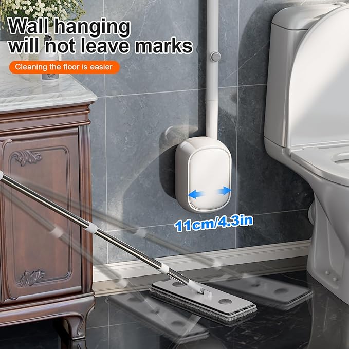 Ctime Disposable Toilet Brush Set with 18 Refills, Wall Mounted Wand Kit | Waterproof with Lid，Hands-Free Lid,New Wand Refills,One-Click Disposal,Pre-Loaded Cleaner,360° Rotating Head