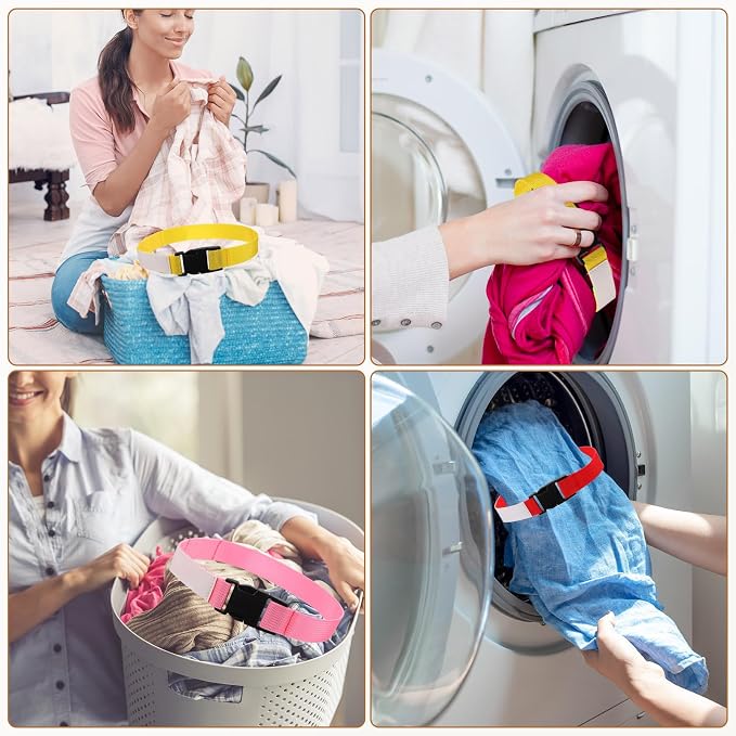 uxcell 4 Pcs Laundry Strap with Buckle, Multipurpose Laundry Strap Replacement Wash Care Utility Household Cleaning Loop Athletics Accessories Tools Storage, Orange