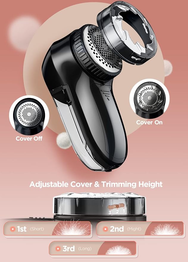 Bymore Fabric Shaver, Lint Shaver, Sweater Shaver for Clothes, Space Black | Compact one-button design refreshes clothes quickly and fits easily in a bag for home, office or travel