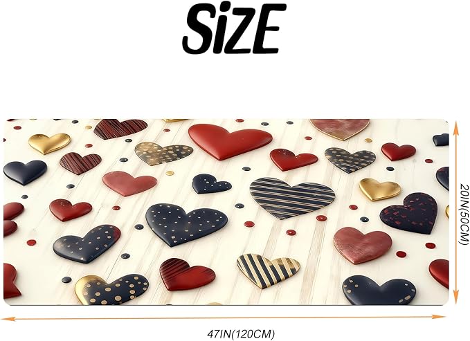 Valentine's Day Heart Laundry Room Rug Runner 20x47 Inch Waterproof Non-Slip Floor Mat - Washable Laundry Pad for Front Load Washer Dryer,Machine Washable Mudroom Kitchen Bathroom Decor,Mother's Day