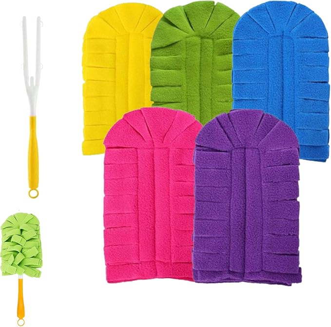 Reusable Chenille Microfiber Dust Duster, 360° Electrostatic Duster Refills — the Sustainable Choice for a Dust-Free Home, Microfiber Dusters Refills, with Dusters Handles