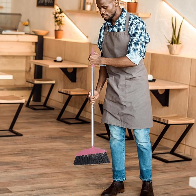 Luxshiny Long Handle Broom Outdoor Broom for Sweeping Floors Home for Kitchen Yard Driveway Garage Dense Bristles Cleaning Tool 34.37 inch Household Supplies