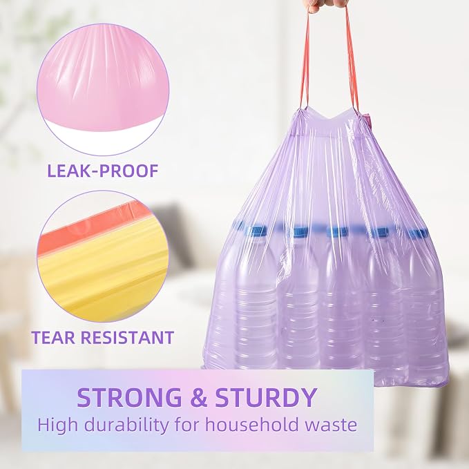 5 Gallon Trash Bags, 440 Count Drawstring Small Garbage Bags Thick Pre-separated Unscented Trash Can Liners for Bathroom Office Kitchen Bedroom Home Multi Colored
