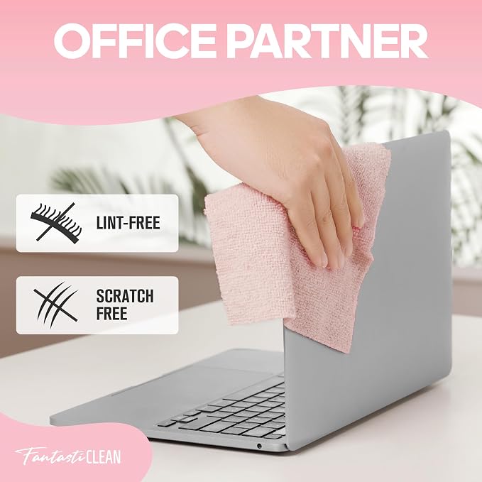 Fantasticlean Microfiber Cleaning Cloth Roll 240Pack, Pink and Light-Purple | Tear Away Towel Roll 8" x 8", Reusable Paper Towels, Rags for Kitchen, Pet, Dust, Car, Office, Cleaning Supplies, 4 Rolls
