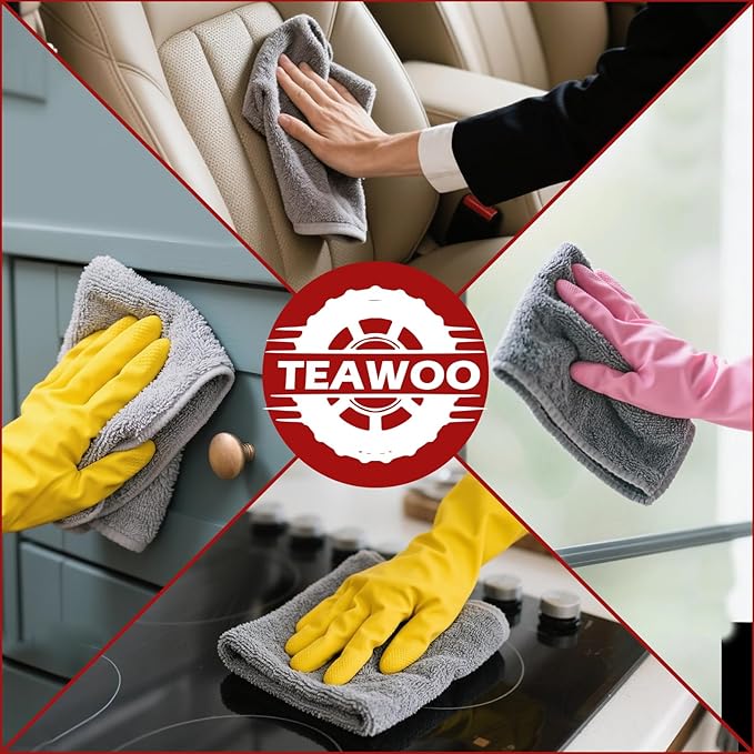 Microfiber Cleaning Cloths Bulk-400 Pack, Gray Microfiber Towels for Cars | Ultra Absorbent Microfiber Towel Weave Grime & Liquid for Streak-Free Mirror Shine - Car Washing Cloth, 12x12 inches