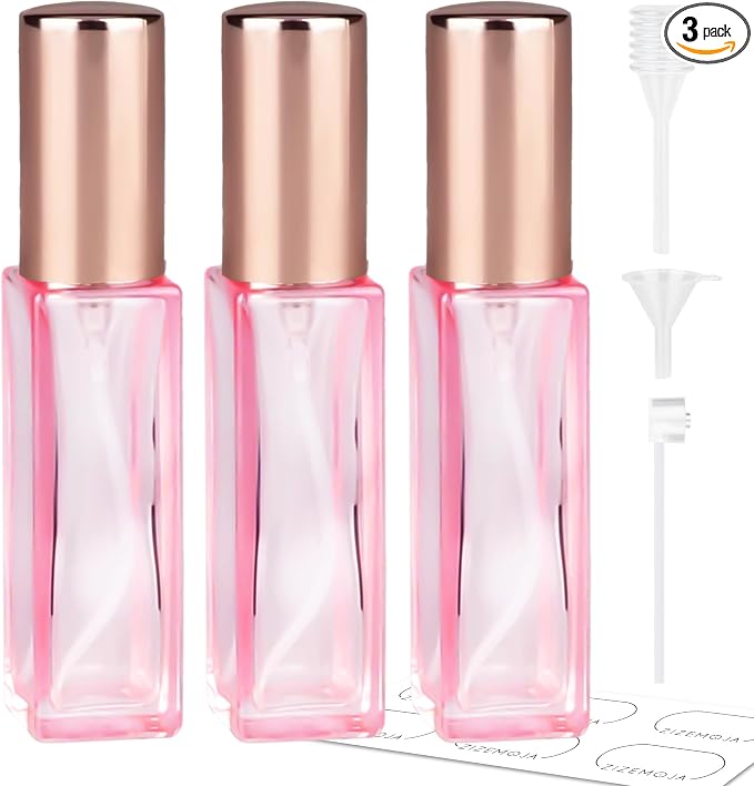 Perfume Travel Refillable 3 Pack 10ml Leak Proof Travel Perfume Bottles | Leak Proof Glass, Easy Refill, TSA Friendly Size, Fine Mist Spray Perfume Atomizer Ideal for Travel, Purse and Daily Carry