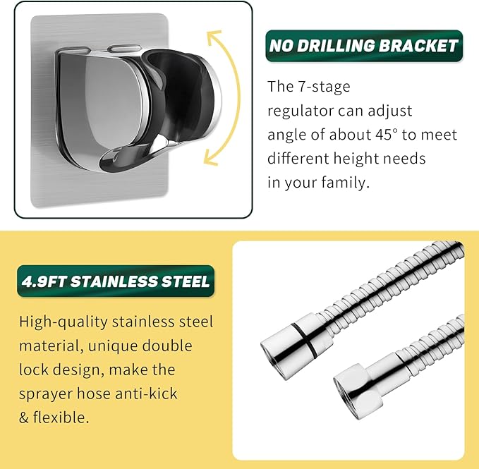 CECEFIN Kitchen Faucet Hose Attachment, 4-Mode ON/Off Spray Head w/Filter | 4.9Ft Stainless Steel Hose, Water Saving Aerator w/ 3-Way Diverter Valve, for Laundry/Bathroom Sink Hair Washing Pet Shower