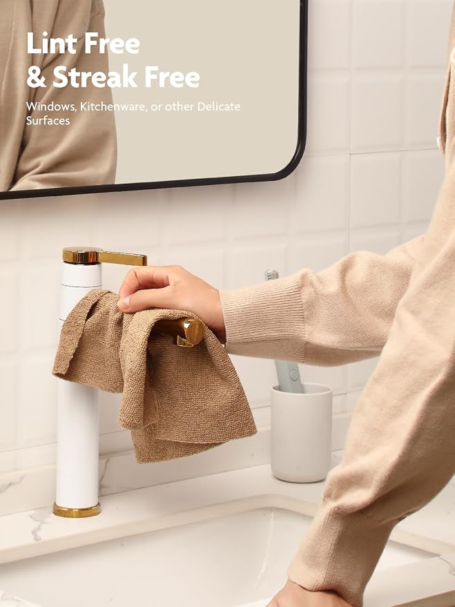 Fantasticlean Microfiber Cleaning Cloth Roll- 90 Sheets, 12" x 12" (Tan) | Super Absorbent, Lint-free, Tear-away Microfiber Towel Roll, for All-Purpose Cleaning