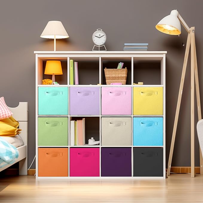 ShellKingdom Storage Bins, Foldable Fabric Storage Cubes And Cloth Storage | Storage Organizer For Closet And Toys, 10.5x10.5x11 INCH, 6 Pack (Lavender+Light Blue+Pink)