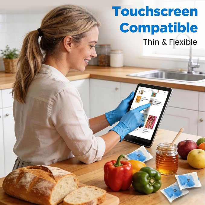 5 Mil Disposable Nitrile Gloves Medium, 100Pcs + 5 Pairs | Food Grade, Latex Free, Powder Free, Textured Grip for Cleaning, Crafts, Hair Dye, Gardening, Cooking Food Prep